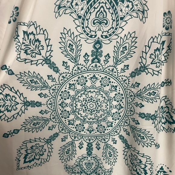Lulu's I Can Sea It Now Cream Teal Paisley Medallion Print Mini Dress, XS - Picture 4 of 7